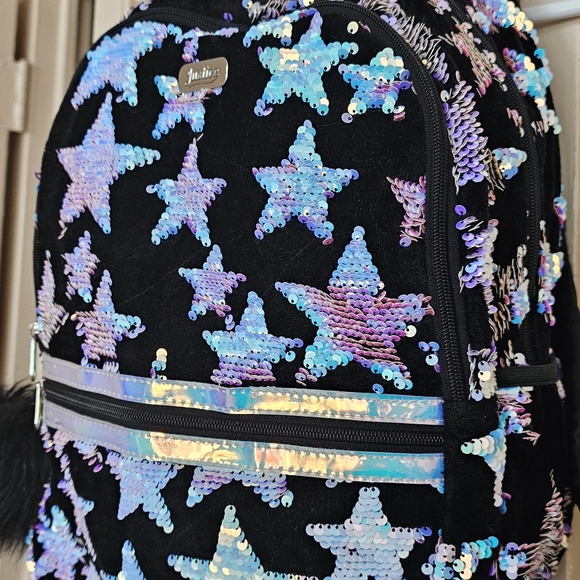 JUSTICE Velvet Sequin Star Rebel Retro Bag   V-G - Picture 3 of 8